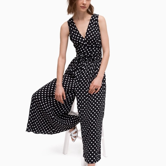 Kate Spade Black and White Polka Dots Jumpsuit Size 2 - Picture 3 of 10